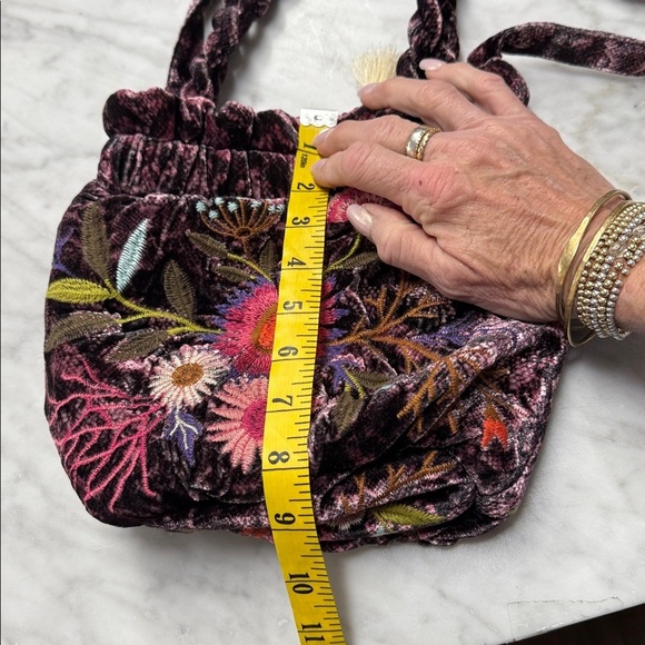 Johnny Was NWT Ulla Velvet Maroon Leopard Flo Embroidered Crossbody Pouch Bag - Picture 9 of 14